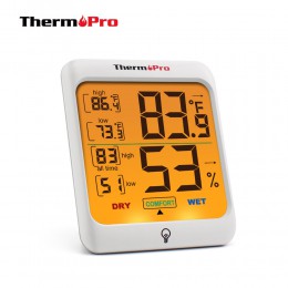 ThermoPro TP53 cyfrowa stacja pogody higrometr termometr kryty wilgotność i monitor temperatury z podświetleniem ekranu dotykowe