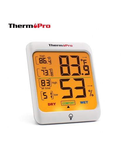 ThermoPro TP53 cyfrowa stacja pogody higrometr termometr kryty wilgotność i monitor temperatury z podświetleniem ekranu dotykowe