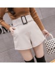 2019 koreański PU Faux skórzane szorty kobiety jesień wysokiej talii szerokie nogawki krótkie panie Plus rozmiar Sexy czarny pop