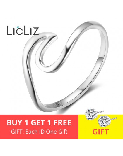 LicLiz nowy 925 srebro Surf Wave pierścień dla kobiet wesele biżuteria akcesoria Anillos Plata 925 Para Mujer LR0758
