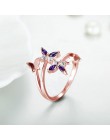 Bague Ringen srebro 925 biżuteria pierścionek koreański styl ametyst kamień kształt kwiatu otwarcie regulowany pierścień dla kob