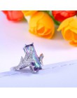 Jellystory Trendy srebro 925 biżuteria pierścionki z kształt prostokąta zielony Topaz kamień pierścień dla kobiet Wedding Party 