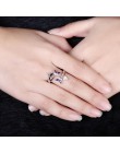 Bague Ringen srebro 925 biżuteria pierścionek koreański styl ametyst kamień kształt kwiatu otwarcie regulowany pierścień dla kob