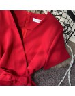 NiceMix 2020 body na lato kobiety Romper z krótkimi rękawami czerwony kombinezon Sexy V-Neck szerokie spodnie pojedyncze piersi 