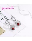 Prosty styl okrągły 925 Sterling Silver naszyjniki kolczyki zestaw biżuterii z drobnym czerwonym kryształem dla kobiet Lady Part