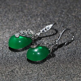 Cellacity Vintage Silver 925 biżuteria kropla wody w kształcie kamieni szlachetnych kolczyki dla kobiet Emerald Ruby kolczyki w 