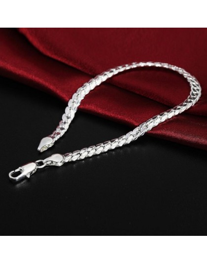 LEKANI oświadczenie dwa kolory 925 srebro płaskie wąż łańcuch bransoletka dla kobiet dziewczyna najnowszy Fine Jewelry S-B33