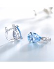 UMCHO luksusowe Nano kamień niebieski Topaz klip kolczyki dla kobiet 925 srebro klip na kolczyki kropla wody biżuterii prezent