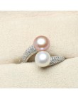 Barokowa naturalna perła słodkowodna biżuteria 925 srebro dwa pierścionki z perłą dla kobiet wysokiej jakości cyrkon prezent ślu