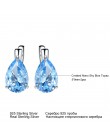 UMCHO luksusowe Nano kamień niebieski Topaz klip kolczyki dla kobiet 925 srebro klip na kolczyki kropla wody biżuterii prezent