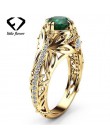 14K złoty diament szmaragdowy obrączka ozdobna biżuteria Etoile Anillos diament Bizuteria dla kobiet jadeit szmaragdowy 14K kami