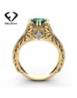 14K złoty diament szmaragdowy obrączka ozdobna biżuteria Etoile Anillos diament Bizuteria dla kobiet jadeit szmaragdowy 14K kami