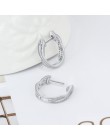Klasyczne prawdziwe 925 Sterling srebrne kolczyki koła cyrkonia Twisted kolczyki dla kobiet srebro 925 Fine Jewelry (Lam Hub Fon