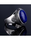 Nasiya luksusowe Vintage srebro rRing 10x14MM duży owalny lazuryt pierścienie dla mężczyzn biżuteria damska rocznica