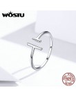 WOSTU oryginalne 100% 925 Sterling srebrne wesele pierścienie równoległe linie regulowane pierścienie dla kobiet moda oryginalna
