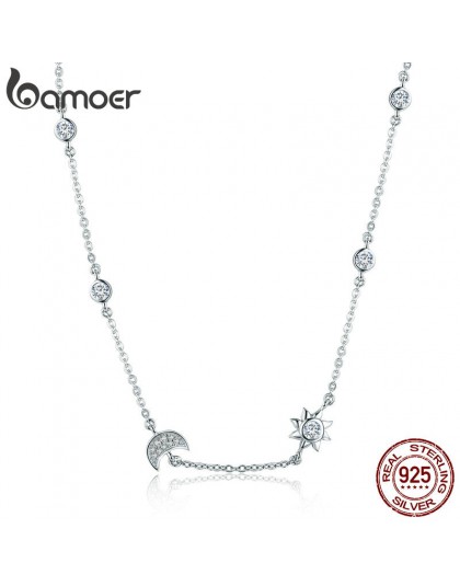 11.11 sprzedaży 925 Sterling srebrna iskrząca księżyc i gwiazda wykwintne wisiorek naszyjniki dla kobiet biżuteria ze srebra pró