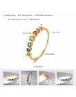 E kolor tęczy pierścionki z kwadratowymi cyrkoniamii dla kobiet pierścionek do noszenia warstwowego ślubne ozdobne prawdziwe sre