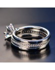 2019 luksusowa kobieta biały zestaw pierścieni ślubnych dla nowożeńców prawdziwe srebro 925 biżuteria z cyrkonią kamień obrączki