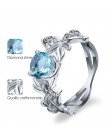 Cellacity srebro 925 biżuteria kamienie szlachetne pierścień dla kobiet Aquamarine cyrkon wydrążone kwiaty Size6, 7,8, 9,10 zarę