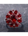 Bague Ringen Top marka ciemno czerwony rubinowy kamień kształt kwiatu obrączka srebro 925 biżuteria pierścionki dla kobiet sprze