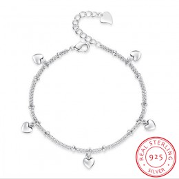 925 bransoletki ze srebra wysokiej próby dla kobiet pięć miłość serce urok srebrny łańcuch bransoletka pulseira prezent ślubny s
