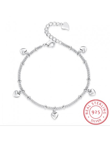 925 bransoletki ze srebra wysokiej próby dla kobiet pięć miłość serce urok srebrny łańcuch bransoletka pulseira prezent ślubny s