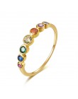 E kolor tęczy pierścionki z kwadratowymi cyrkoniamii dla kobiet pierścionek do noszenia warstwowego ślubne ozdobne prawdziwe sre