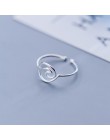INZATT prawdziwe 925 Sterling Silver minimalistyczny geometryczny Hollow Line Wave pierścień otwierający dla eleganckich kobiet 