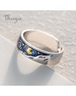 Thaya Van Gogh emalia pierścionki dla par gwieździste niebo księżyc s925 srebrny brokat pierścionki pierścionek zaręczynowy biżu