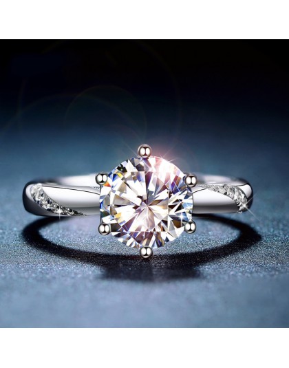 Klasyczny pierścionek ze srebra próby 925 Moissanite 1ct IJ color Lab diamentowa biżuteria w prostym stylu pierścionek jubileusz