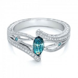 Cellacity moda luksusowa projektanta akcesoria Aquamarine pierścień dla kobiet srebro 925 biżuteria 3 kolory drążenia styl banki