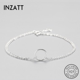 INZATT minimalistyczny 925 srebro koło bransoletka dla kobiet okrągły geometryczny metalowy łańcuch biżuterii Party urodziny pre