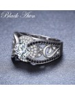 [Czarny AWN] 5.4Gram oryginalna 925 Sterling Silver biżuteria pierścionki dla kobiet czarny i biały kamień Femme Bague C321