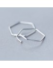 INZATT prawdziwe 925 srebro minimalistyczny geometryczny Hollow wielokąt Hoop kolczyki dla kobiet Party doskonałe akcesoria do b