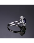 Cellacity klasyczny owalny pierścionek z szafirem dla kobiet kwiat kształt ze srebra próby 925 biżuteria kamienie szlachetne zar