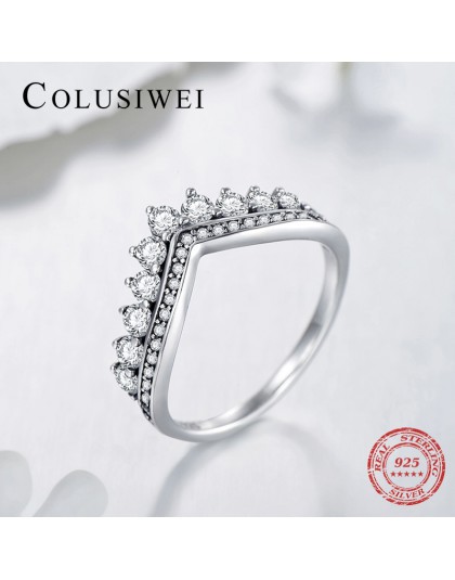 2019 nowa sprzedaż prawdziwe 925 srebro kropla wody wyczyść CZ wieżowych klasyczny pierścionek luksusowej marki korona ślub biżu