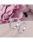 100% prawdziwe 925 srebrne pierścienie dla kobiet proste podwójne wieżowych Fine Jewelry zestawy ślubne pierścień ślub zaręczyny