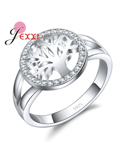 Moda drzewo pierścień z shiny CZ urok 925 Sterling Silver kobiety powołanie biżuteria ślubna romantyczny prezent wysokiej jakośc