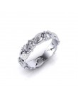 OMHXZJ hurtownia moda europejska kobieta mężczyzna wesele prezent biały z dziurką kwiaty liście 925 srebrny pierścień RR175
