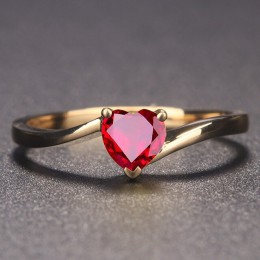 Cellacity 925 srebrny pierścionek z rubinem heart shape czerwony/niebieski kolor obrączki dla uroku kobiety moda biżuteria hurto
