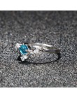 Cellacity pierścionek ze srebra próby 925 z okrągłym kreatywnym kamień akwamaryna kształt korony biżuteria srebrna Party Gift Wh