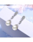 Cellacity klasyczne kolczyki ze srebra próby 925 dla kobiet z 10mm okrągłym kształtem kolczyki z pereł biżuteria srebrna wedding