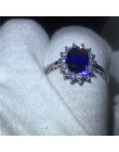 Księżna diana William Kate pierścienie z kamieniami szlachetnymi szafirowy niebieski ślub zaręczyny 925 srebrny kryształowy pale
