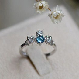 Cellacity pierścionek ze srebra próby 925 z okrągłym kreatywnym kamień akwamaryna kształt korony biżuteria srebrna Party Gift Wh