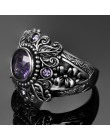Biżuteria w stylu Vintage 3ct ametyst 925 srebro pierścionek okrągły Cut fioletowy natura kamień kobiety ślub Anel Aneis pierści