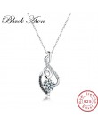 [Czarny AWN] Femme oryginalna 100% 925 Sterling Silver naszyjniki wisiorki biżuteria czarno-biały naszyjnik z kamienia kobiety B