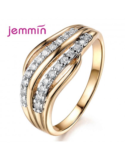 100% czysta 925 Sterling Silver Ring ślubne luksusowe CZ Rhinestone ślub styl geometryczny pierścienie dla kobiet Wedding Party 