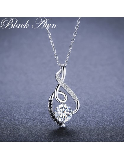 Czarny AWN Trendy Femme oryginalne 100% 925 srebro naszyjniki wisiorki biżuteria czarno-biały naszyjnik z kamienia kobiety Bijou