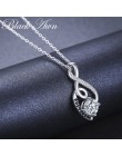 [Czarny AWN] Femme oryginalna 100% 925 Sterling Silver naszyjniki wisiorki biżuteria czarno-biały naszyjnik z kamienia kobiety B