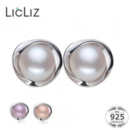 LicLiz 925 srebrne kolczyki ze sztyftem z perłą dla kobiet białe różowe purpurowe perły biżuteria Brinco prezent urodzinowy LAE0